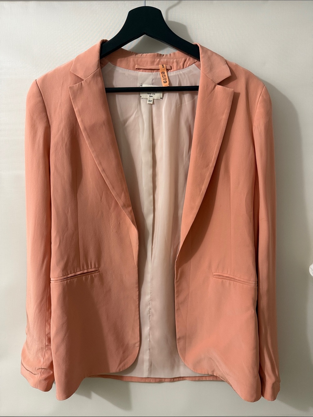 Wilfred Peach Blazer Jacket - Soft Coral Tailored Blazer 100 percent silk